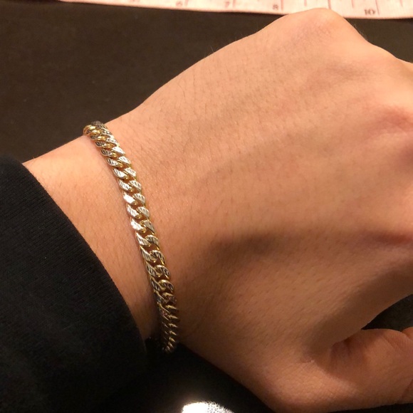 10kt Diamond Cut Real Gold Miami Cuban Bracelet